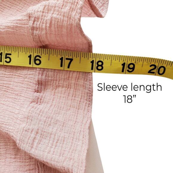 Umgee Blush Pink Crinkle Cotton Ruffle Bell Sleeve Oversized Relaxed M - Picture 13 of 15